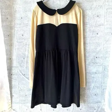 [큐티뷰티] 긴팔 원피스 배색 디자인 새상품급 포멀