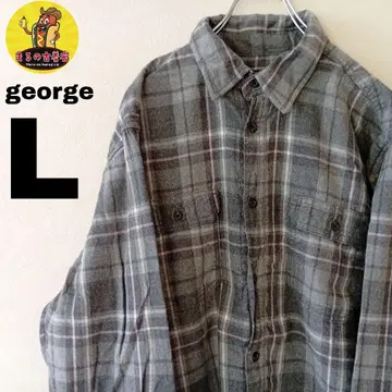 USA 구제 의류 george 플란넬 셔츠 L 그레이 핑크 체크
