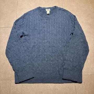 L.L.bean 스웨터 케이블 니트 코튼 면 파랑 블루 M
