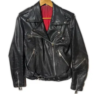 1980s 스웨덴제 JOFAMA 더블 가죽 라이더 자켓 블랙