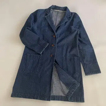 여성용 데님 코트 나뭇결 버튼 포켓 부착