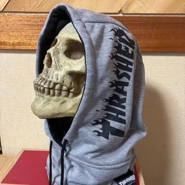 새상품 THRASHER 후드 부착 넥워머 그레이