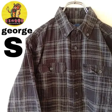 USA 구제 의류 george 플란넬 셔츠 S 그레이 블랙 체크