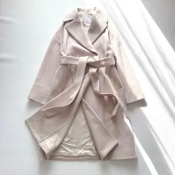 [ 인기 ] 에스트네이션 멜톤 비버 가운 코트 벨트 아이보리 36