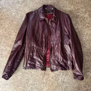 Currie's 버건디 천연 가죽 자켓