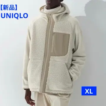 [ 새상품 ] 유니클로 플리스 풀 집업 후드티 긴팔 내추럴 XL