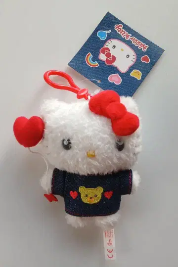 산리오 헬로키티 데님 봉제 인형 마스코트 키링