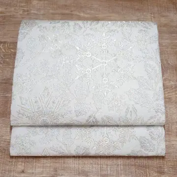 후쿠로 오비 눈꽃 문양 백은 안감 은색 재단 포함