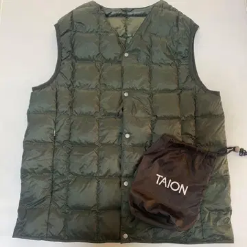 TAION 타이온 퀼팅 다운 베스트 다크 그린 M