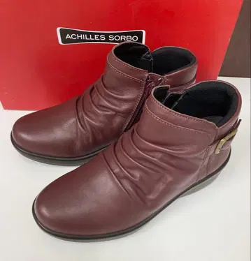 아킬레스 솔보 (22cm) 보르도 폭넓은 4E 부츠 천연 가죽