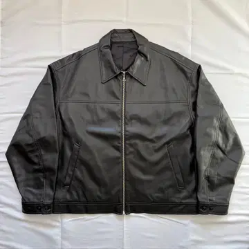 [ HARE ] 페이크 레더 싱글 라이더 자켓 블랙