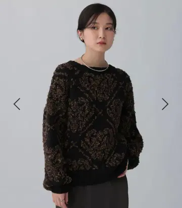 렙심 택 포함 3.5 게이지 페르시아 패턴 풀오버 블랙