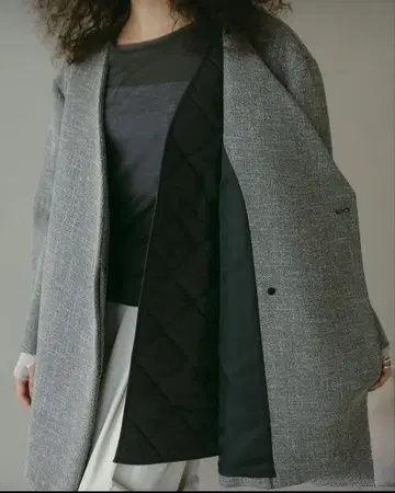 택 포함 새상품 etretokyo 노카라 퀼팅 라이너 박스 자켓