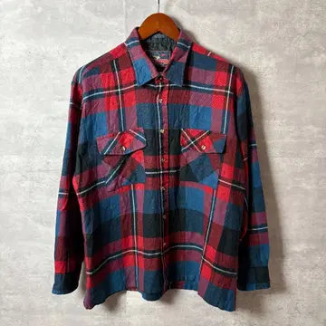 BACK PACKER 80s 빈티지 체크 셔츠 한국제 XL 빨간색 네이비
