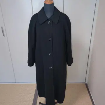 블랙 롱 코트 캐시미어 100%