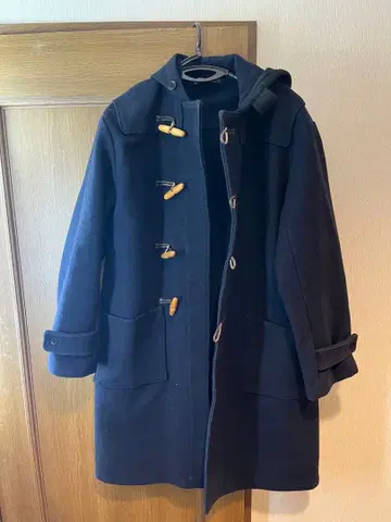 네이비 더플 코트 후드 부착