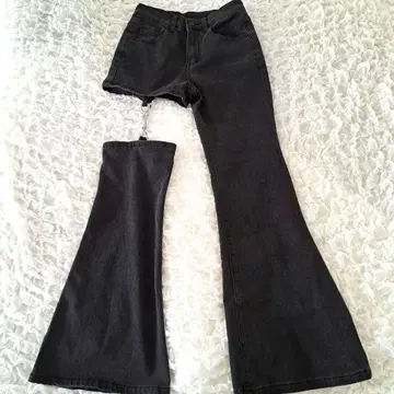 블랙 부츠컷 데님 펑크 록 기믹