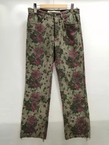 새상품급 SUNAO KUWAHARA 올풀림 가공 꽃무늬 팬츠