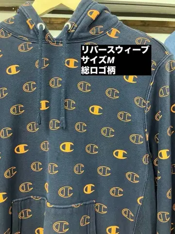 Champion 로고 프린트 네이비 후드티