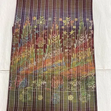 6635 팥색 나고야 오비 순수 실크 코몬  이로무지