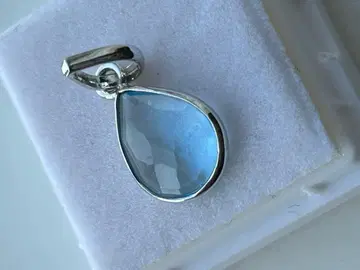 스위스 블루 토파즈 펜던트 탑 실버 도금