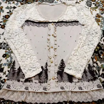 엑시즈팜 레이스 장식 프릴 긴팔 튜닉