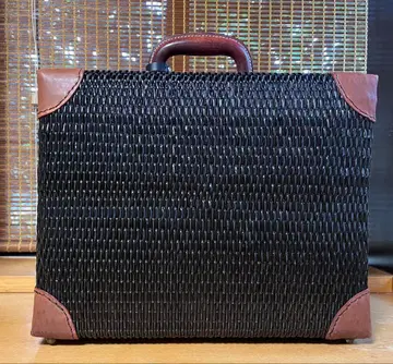 옻칠 버드나무 짐가방 아타셰 케이스 뜨개질 비즈니스 백 블랙 브라운