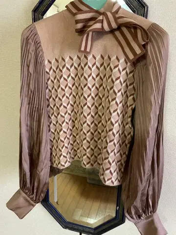 플리츠 소매 니트탑