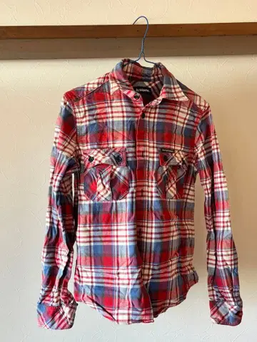 hysteric 긴팔 셔츠 빨간색 파랑 화이트 체크