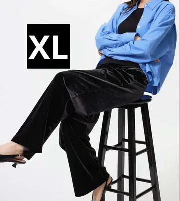 유니클로 소프트 벨로아 이지 팬츠 XL 블랙