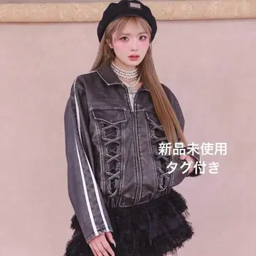 택 포함 미사용 새상품 darich 라인 가죽 오버 자켓 블랙