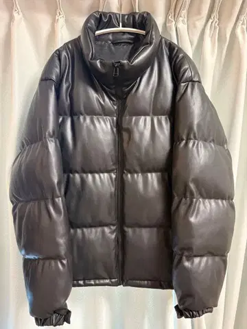 완판템 GU 히트 패디드 페이크 레더 블루종 블랙 L