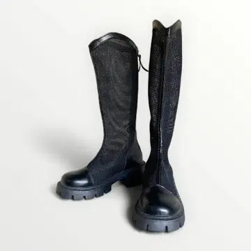 여성용 메쉬 롱 부츠 통굽 Y2K (댄서 의상)