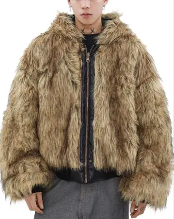 퍼 & 가죽 후드 부착 자켓 리버서블