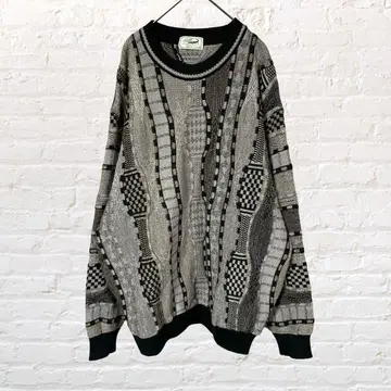 12019 크로커다일 긴팔 총 패턴 니트 스웨터 LL