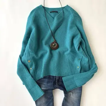 새상품급 밴야드 스톰 니트 스웨터 M 그린 울 캐시미어 혼방