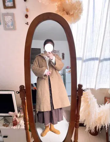 샤기 코트 카멜 울 미국 빈티지 의류