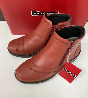 아킬레스 솔보 (22.5cm) 레드 브라운 넓은 폭 4E 양쪽 지퍼