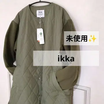 [ 미사용 ] ikka 퀼팅 롱 코트 M 사이즈 올리브