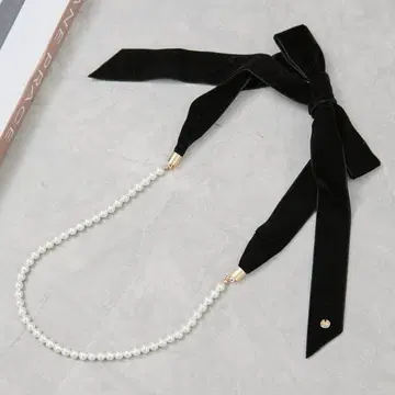 vis 벨로아 리본 유리 진주 목걸이 초커
