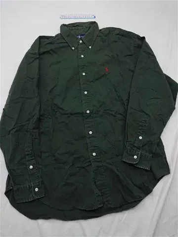 랄프 로렌 코튼 버튼 다운 셔츠 XL 사이즈 남성용 그린 계열