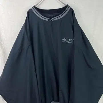 USA 구제 의류 나일론 풀오버 나일론 자켓 블랙 자수