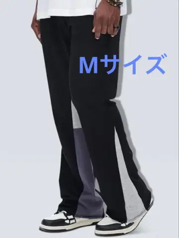 남성용 스웨트 팬츠 루즈 실루엣 와이드 패치워크 M