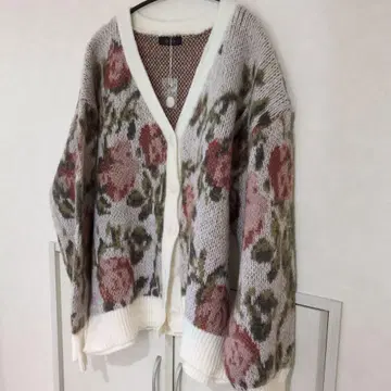 미사용 [ tiptop ] 플라워 프린트 니트 가디건 긴팔