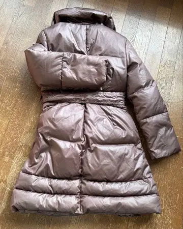 브라운 다운 코트 브라운 스탠드 카라 롱 코트 L 사이즈