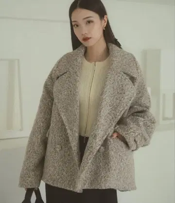 VANNIE U 부클 빅 칼라 코트 베이지