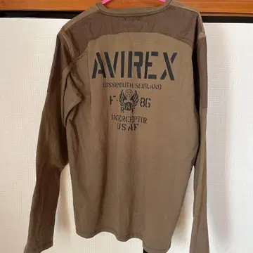 AVIREX 올리브 드라브 V넥 T셔츠