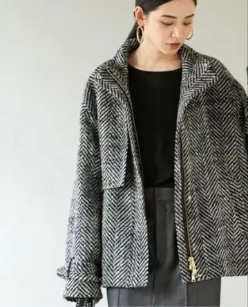 noble 빅 헤링본 숏 블루종