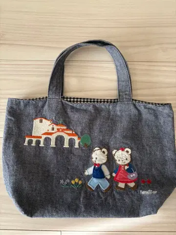 familiar 타카라즈카 콜라보 자수 미니 토트백 네이비