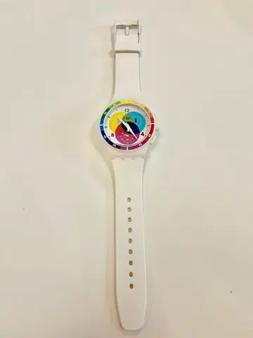 [ 레어 ] 스와치 멀티 컬러 크로노그래프 레인보우 컬러풀 다이얼